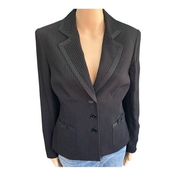 Jones N.Y.Suit Womens Suit Set Retro Navy/Pink Polka Dot Jacket +Skirt Sz 6 - Picture 4 of 16